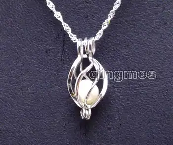

Qingmos One Wish Pearl Box Sterling Silver S925 Drop Pendant Necklace for Women with Oyster Pearl Necklace 16" Silver Chain