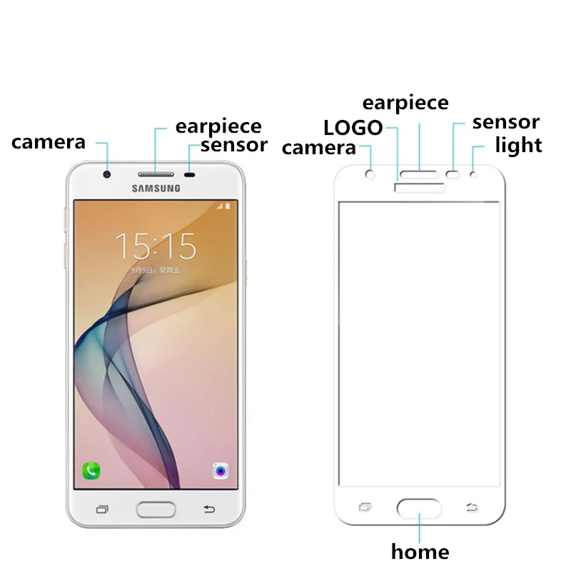 Закаленное Стекло для Samsung Galaxy J7 Prime G610 g610f g610m g610y Экран защитный Full Cover Black White Gold 5