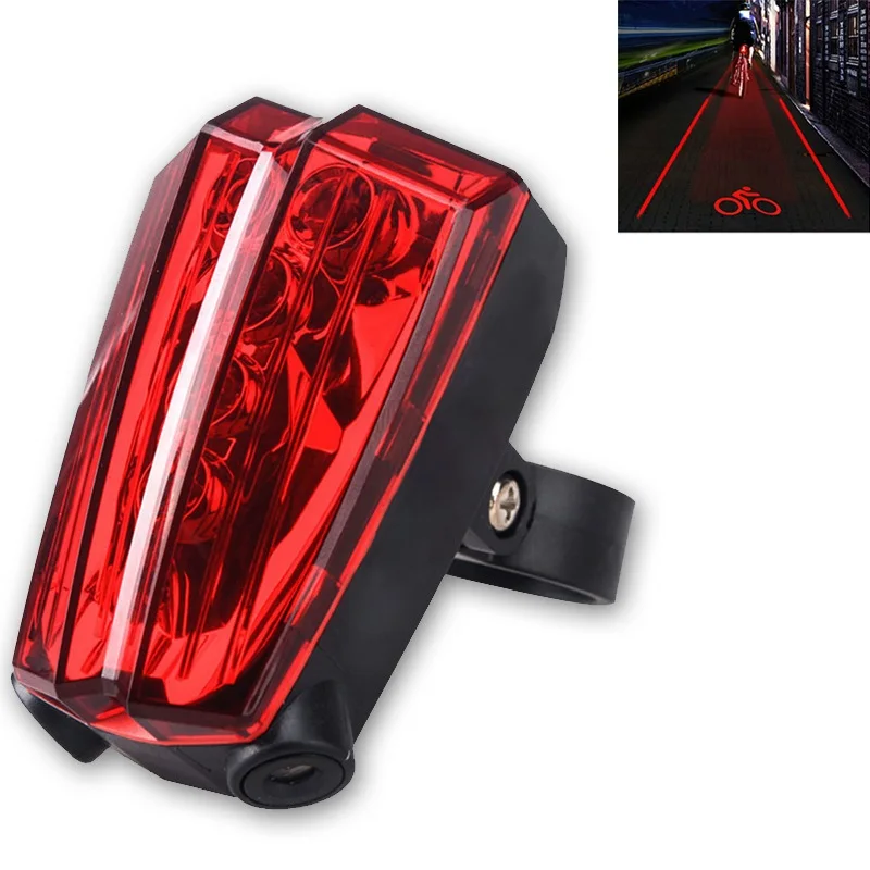 Bike Laser Taillight 5 Led +2 Laser Bicycle Rear Lamp Beam Safety Turn