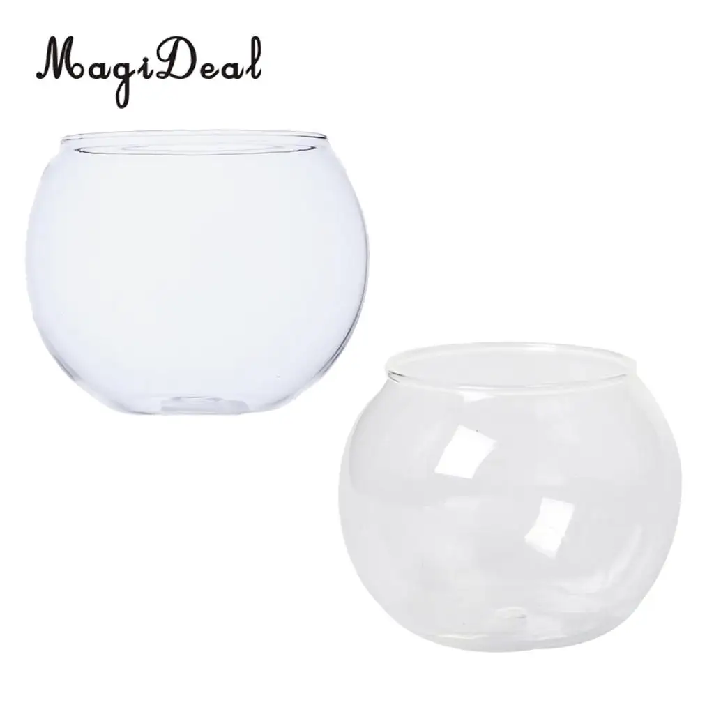 2pcs Round Clear Glass Flower Vases Fish Tank Ball Bowl Flower