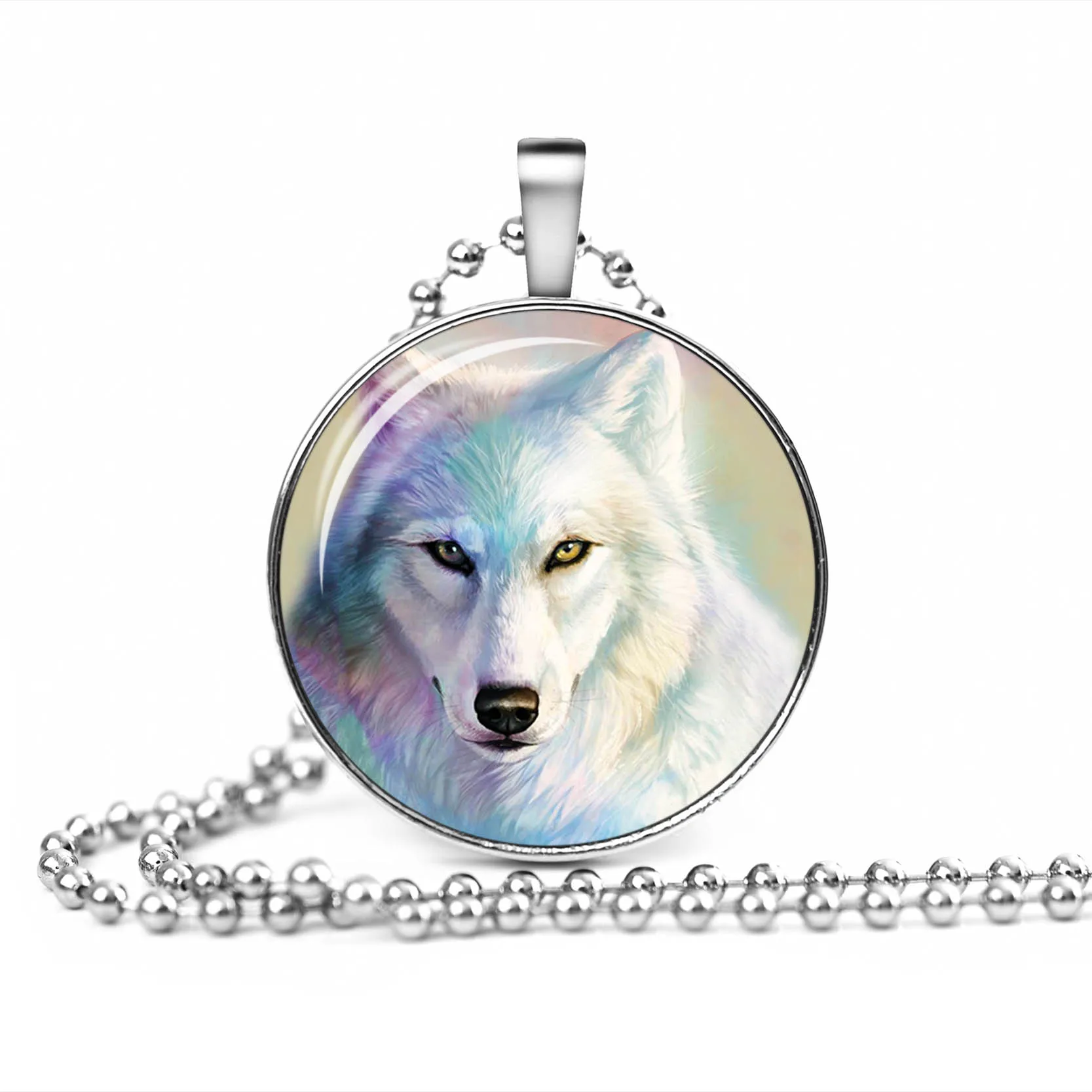 2017 Wolf Cabochon Glass Glowing Pendant Necklaces Fashion Jewelry Silver Plated Chain Glow In The Dark Necklaces Collares 2017 Wolf Cabochon Glass Glowing Pendant Necklaces Fashion Jewelry Silver Plated Chain Glow In The Dark Necklaces Collares
