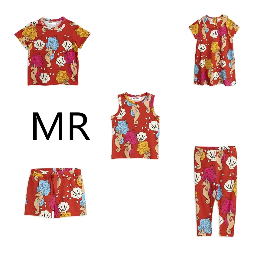 

Pre Sale 2019 MR Mini R Kids Clothes Boys Clothes Baby Girl Dresses Toddler Clothing Set Children Red Seahorse Fashion T-shirt