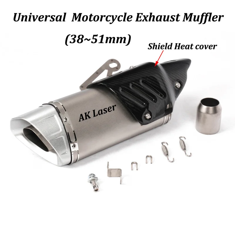 

51mm Universal Motorcycle Exhaust Muffler Modified With Real Carbon Fiber Shield Heat Cover For FZ8 MT-09 MT-07 BN600 TMAX530