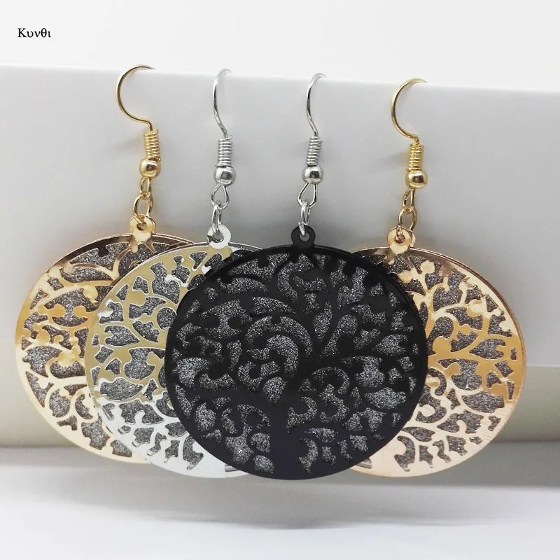 

Fashion Pop Elements Openwork Tree Women Scrub Earrings Metal Hook Dangle Drop Earrings Holiday Birthday Party Jewelry