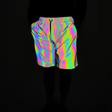 Мужской индивидуальный ночной цветной, отражающий Шорты повседневные шорты для бега мужские s ночной клуб сценический костюм уличный хип хоп панк Шорты