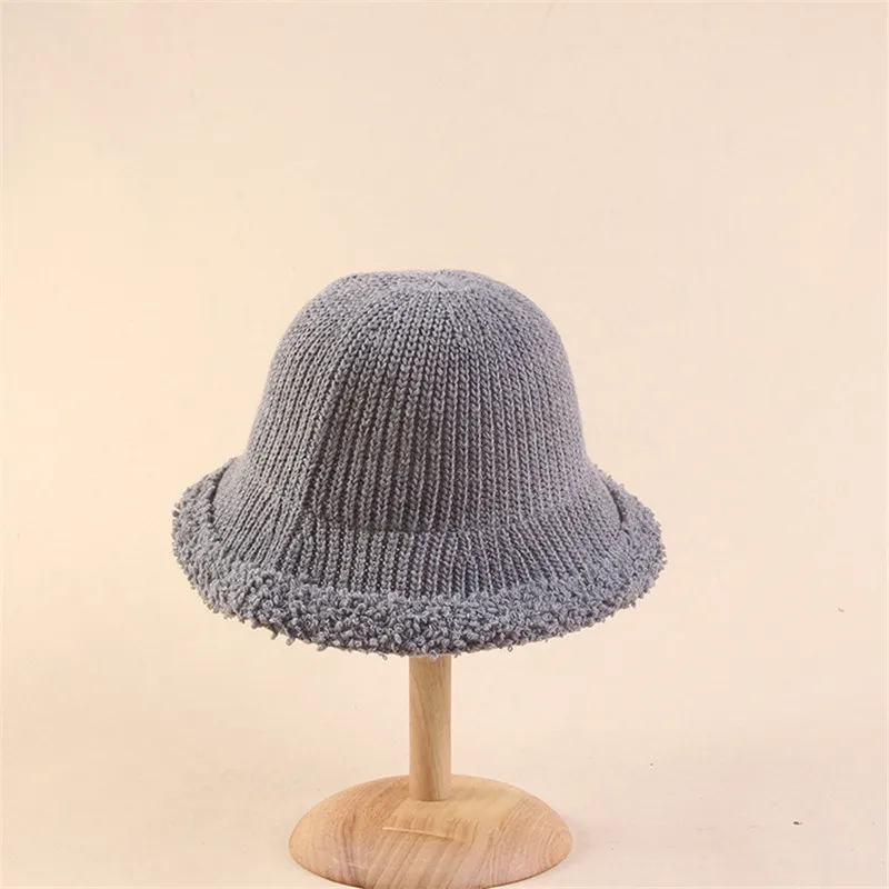 Хлопок сплошной цвет Зимняя Складная вязаная шляпа Панама для рыбака шляпа уличная дорожная шляпа шляпы от солнца для женщин 90