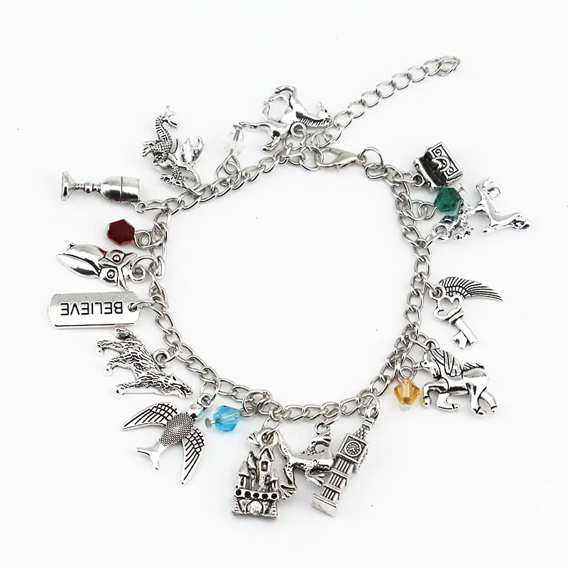 

harri potter 26 charms eathly Hallows Books Witches Wolf owl cup house horse believe bracelet