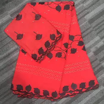 

African swiss voile lace for wedding high quality 100%cotton dubai fabric Red swiss voile lace in switzerland 5+2yards/lot-AS30