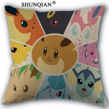 

Eevee Pokemon Cotton Linen Pillowcase Wedding Decorative Pillow Case 45x45CM one sides For Home Pillow Cover A10.17