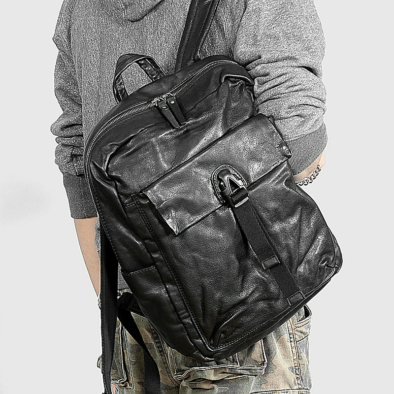 

Leather Backpack Cowhide Travel Bag Leisure Student Bag Men's Computer Bag Shoulder Backpack