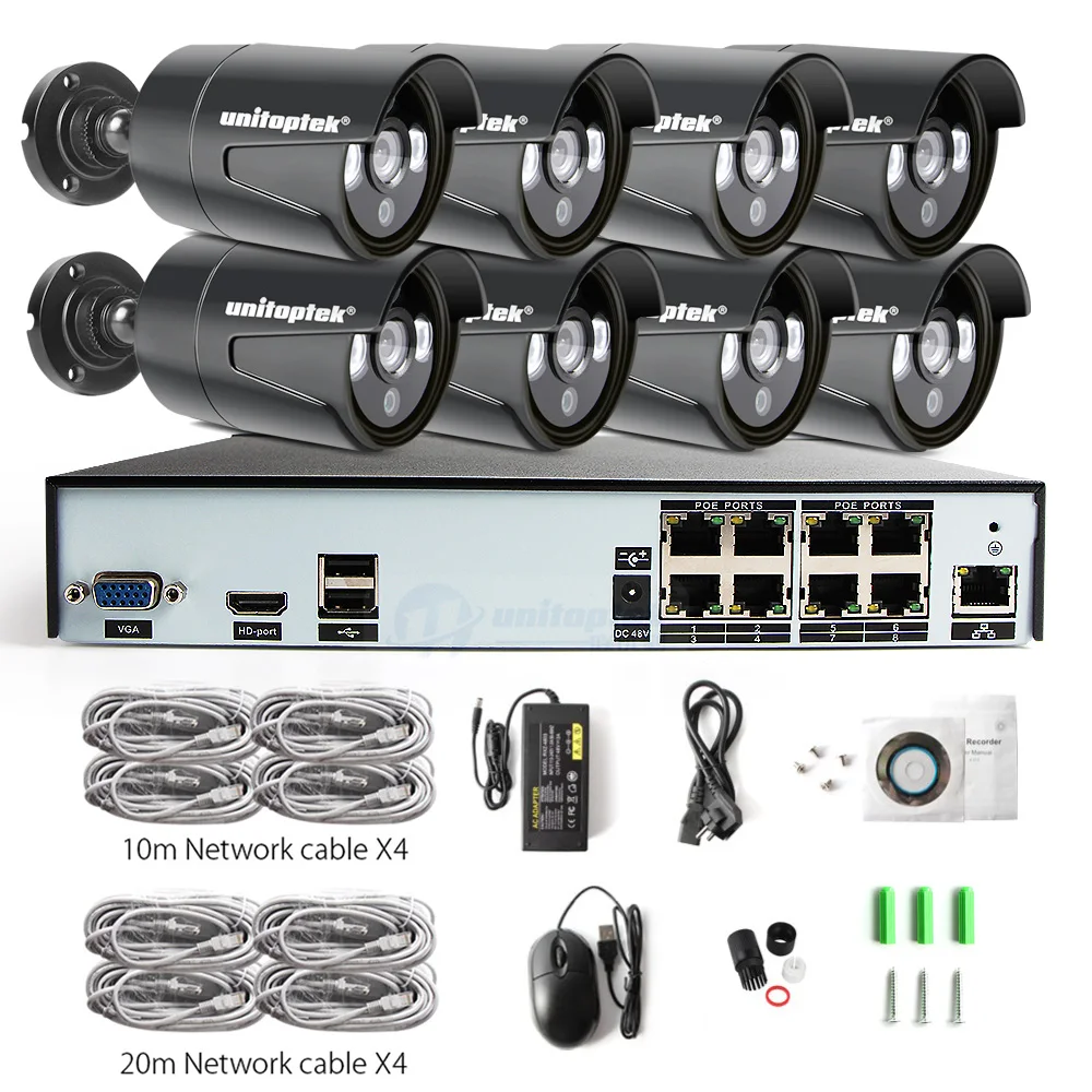 8CH 1080P POE Система 2MP 3000TVL POE ip-камера P2P Cloud 8CH 4MP 48V POE NVR CCTV система ночного видения комплект видеонаблюдения