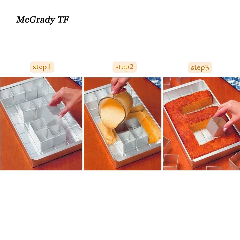 3D буквы алфавита количество Оловянная алюминиевая сковорода для торта помадка банковские блюда для хлеба сковороды для более легкого приготовления 12 съемных блоков плесень сетка