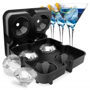 

Ice Cube Trays Mold 3D Diamond-Shape Flexible Silicone Ice Tray with Spill-Resistant Removable Lid Funnel for Cocktail Chocolate