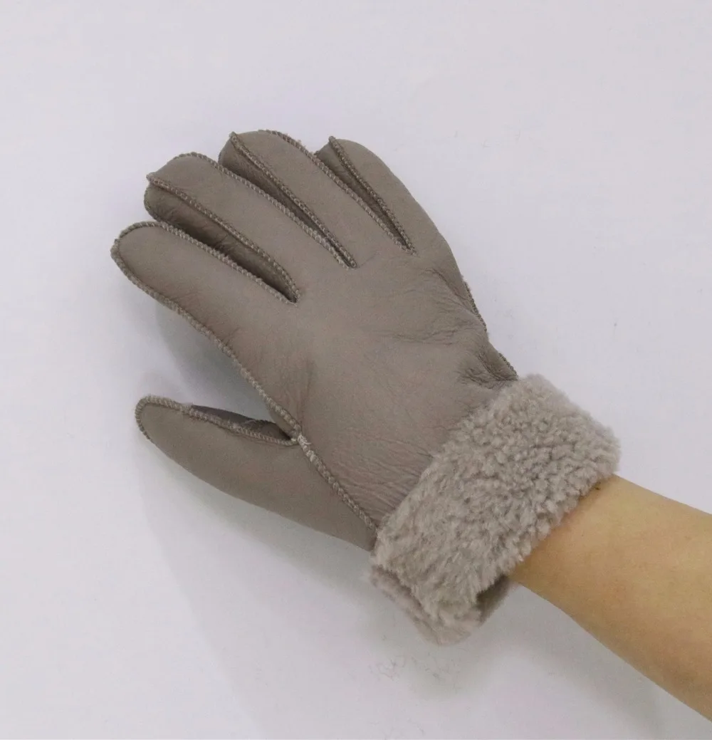 Yiyyunshu, Большая распродажа, мужские зимние теплые шерстяные перчатки, натуральная кожа, черные, серые, двухсторонние меховые варежки, перчатки