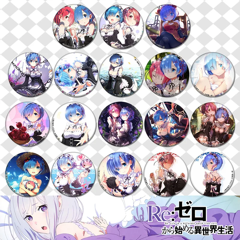 58 мм анимационный значок Re Zero Ram Rem Kara Hajimeru Isekai Seikatsu Re:Life in A different WorldIcon Pin Backpack