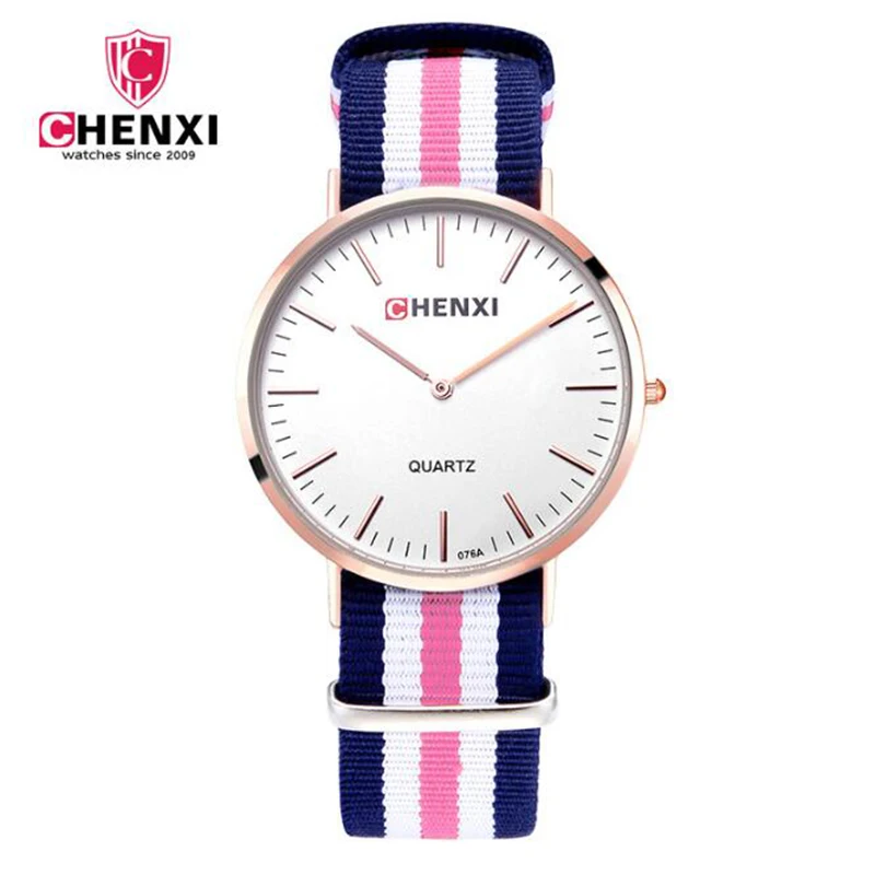 CHENXI Fashion Men Women Watches Gold Hot Mens Watch Top Brand Luxury Sport Couple Nylon Strap Simple Clock Relojes Mujer 2017
