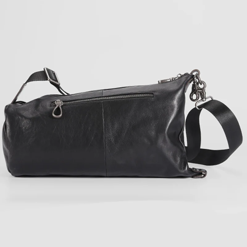 AETOO Chest bag male Leather Korean version single shoulder oblique cross bag personality tide retro leisure cylinder bag