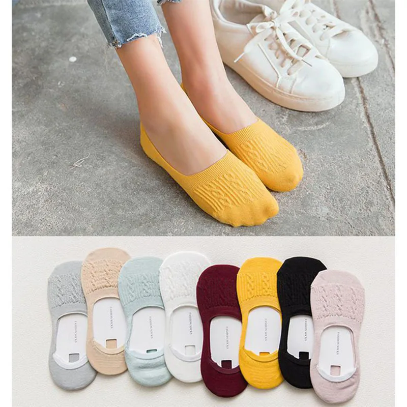 

Spring and summer new women's twisted three-dimensional silicone non-slip invisible boat socks solid color casual comfort socks