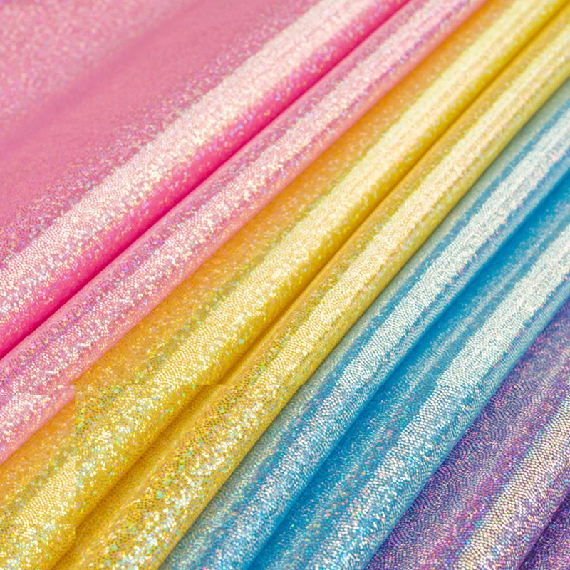 Флуоресцентная Лазерная эластичная трикотажная цветная блестящая ткань для сцены, свадьбы, декоративная ткань для шитья кукольной ткани 100 см* 160 см D20