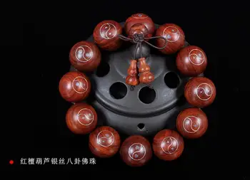 

Koraba Fine Jewelry 20mm Men's Beautiful Fashionable Round Natural Rosewood Mosaic Silver Bracelet Free Shipping