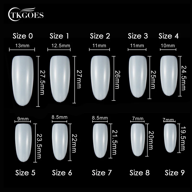 TKGOES 50pcs/pack Natural False Nails Oval Round French Fake Nails Long ...