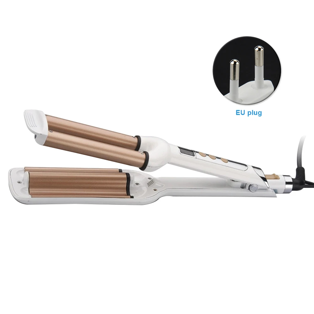 

Professional Hair Care Wand Portable LCD Display Electric Ceramic Curling Iron Curler Three Tube Temperature Control Roller