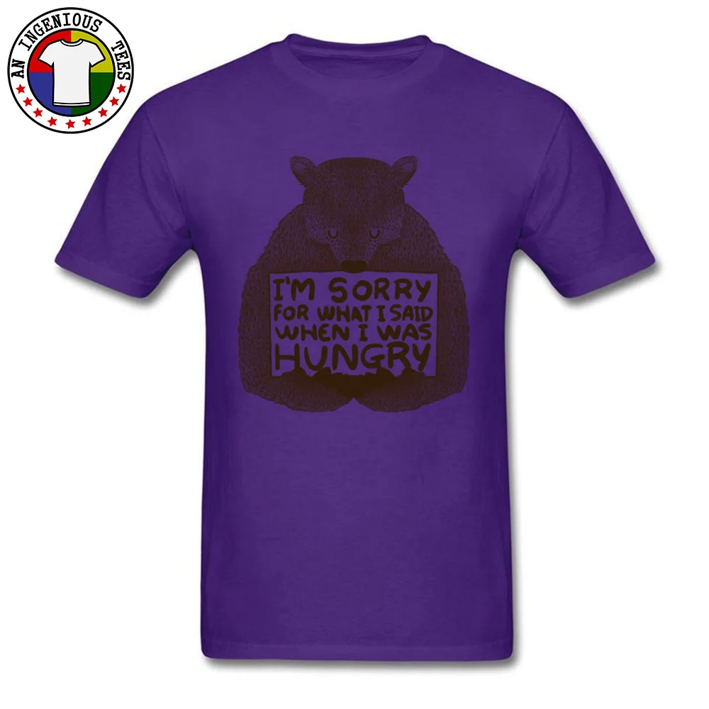 Party Print T-shirts for Men 100% Cotton Fabric Summer/Autumn Tops & Tees Crazy Tees Short Sleeve Designer O-Neck Im Sorry For What I Said When I Was Hungry purple