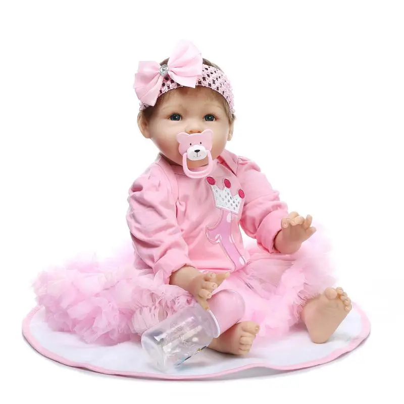 

NPK 55cm Soft Body Silicone Reborn Baby Doll Toy For Girls NewBorn Girl Baby Birthday Gift To Child Bedtime Early Education Toy