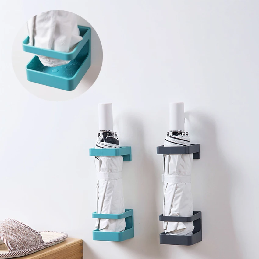 

Wall-mounted Umbrella Stands Set Hanging Short/long Handle Umbrella Storage Drain Rack Kitchen Preservation Bag Sticky Holder