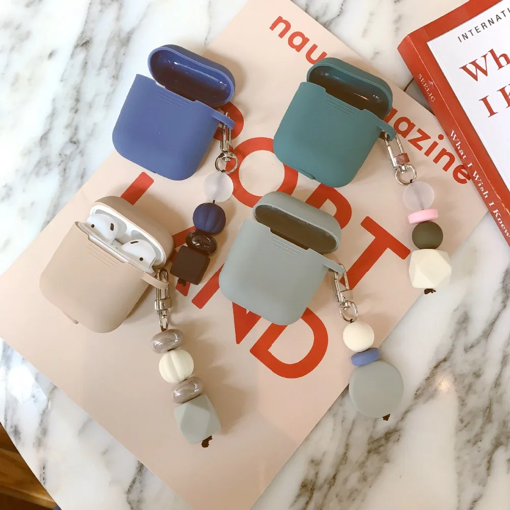 

Fashion Pendant decorative Wireless Bluetooth Earphone Case For Apple AirPods Silicone Charging Headphones Cases Key Ring Gifts