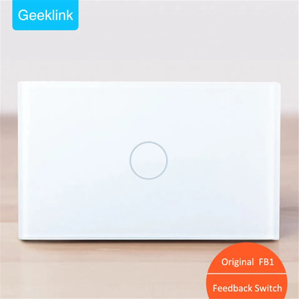Geeklink US 1 Gang переключатель обратной связи RF сенсорный экран панель выключатели