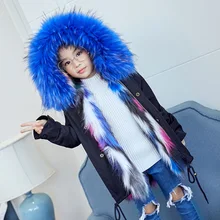 Children Fashion Color Big Fur Collar Outdoor Coats Child Color Inside Changeable Thermal Jacket Kids Elegant Windbreakers