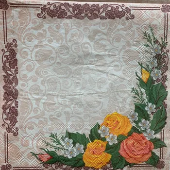 

20 vintage Napkin paper elegant tissue handkerchief red orange blue white flower decoupage servilletas wedding party home decor