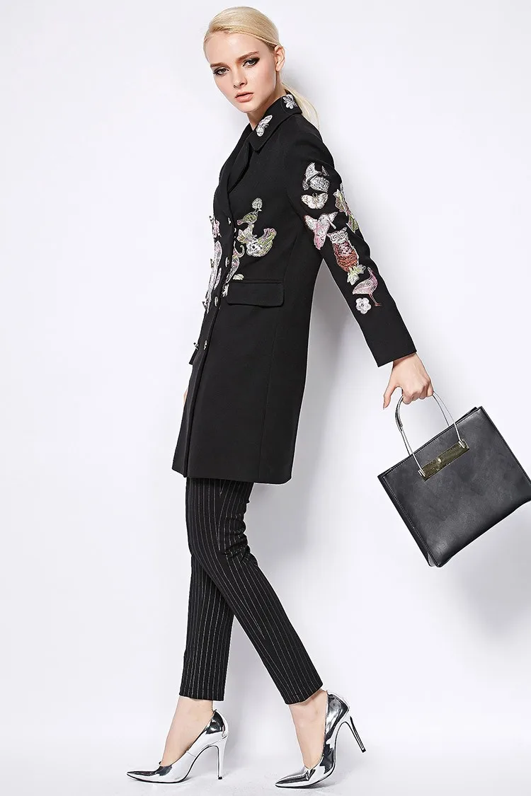 Шерстяные пальто осень-зима отложной воротник Винтаж Полный рукав ...