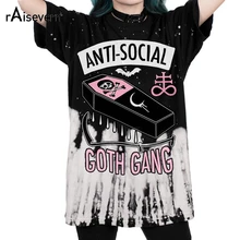Raisevern nova anti-social 3d impressão t camisa goth gang harajuku punk camiseta estilo verão roupas topos mais tamanho transporte da gota