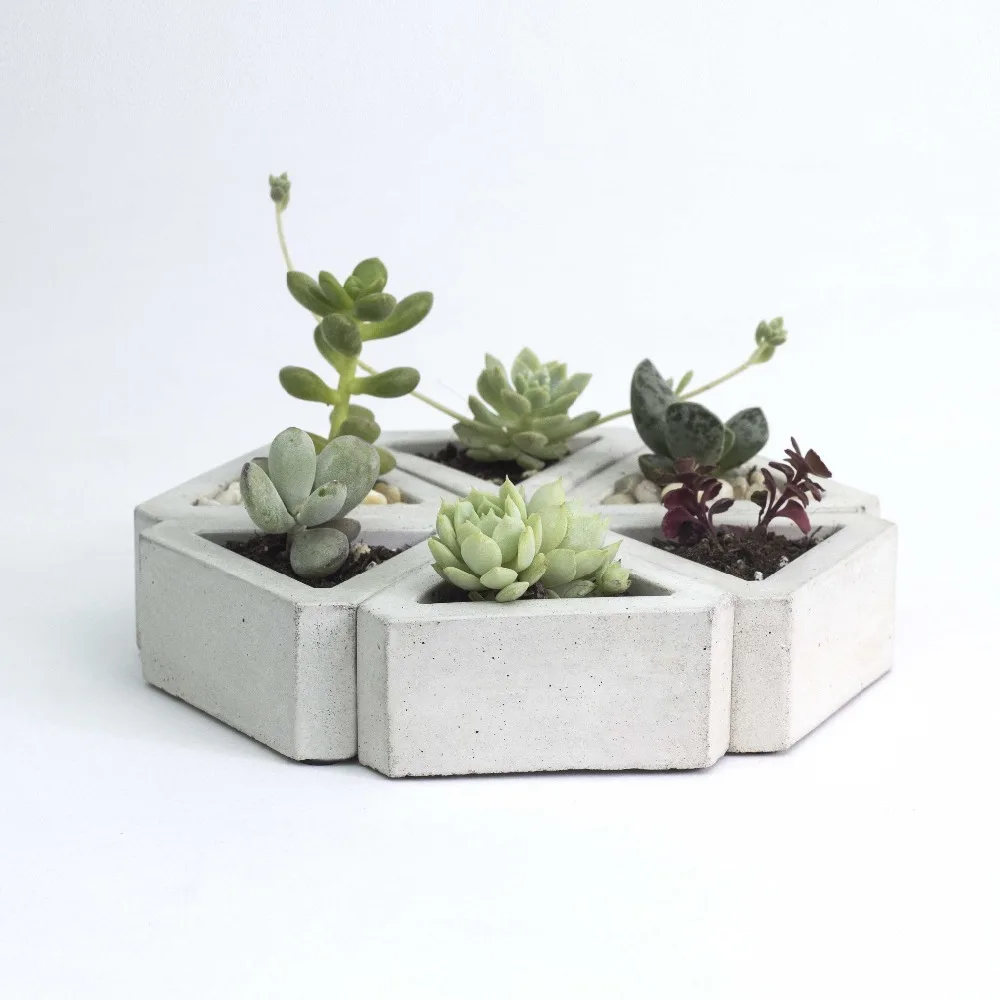 silicone molds Triangle concrete molds flower multi - meat cement 3d potting succulents plants cement planter mold home decorate