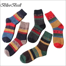 BllooBeell/зимние кашемировые носки женские теплые носки из кроличьей шерсти женские плотные носки повседневные носки со снежинками для девочек 5 пар/лот