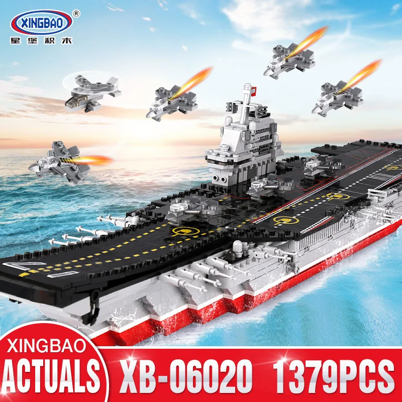 

XINGBAO 06020 New 1355PCS Military Series The Aircraft Ship Set Building Blocks Bricks Toys Educational Kids Toys Gifts Models