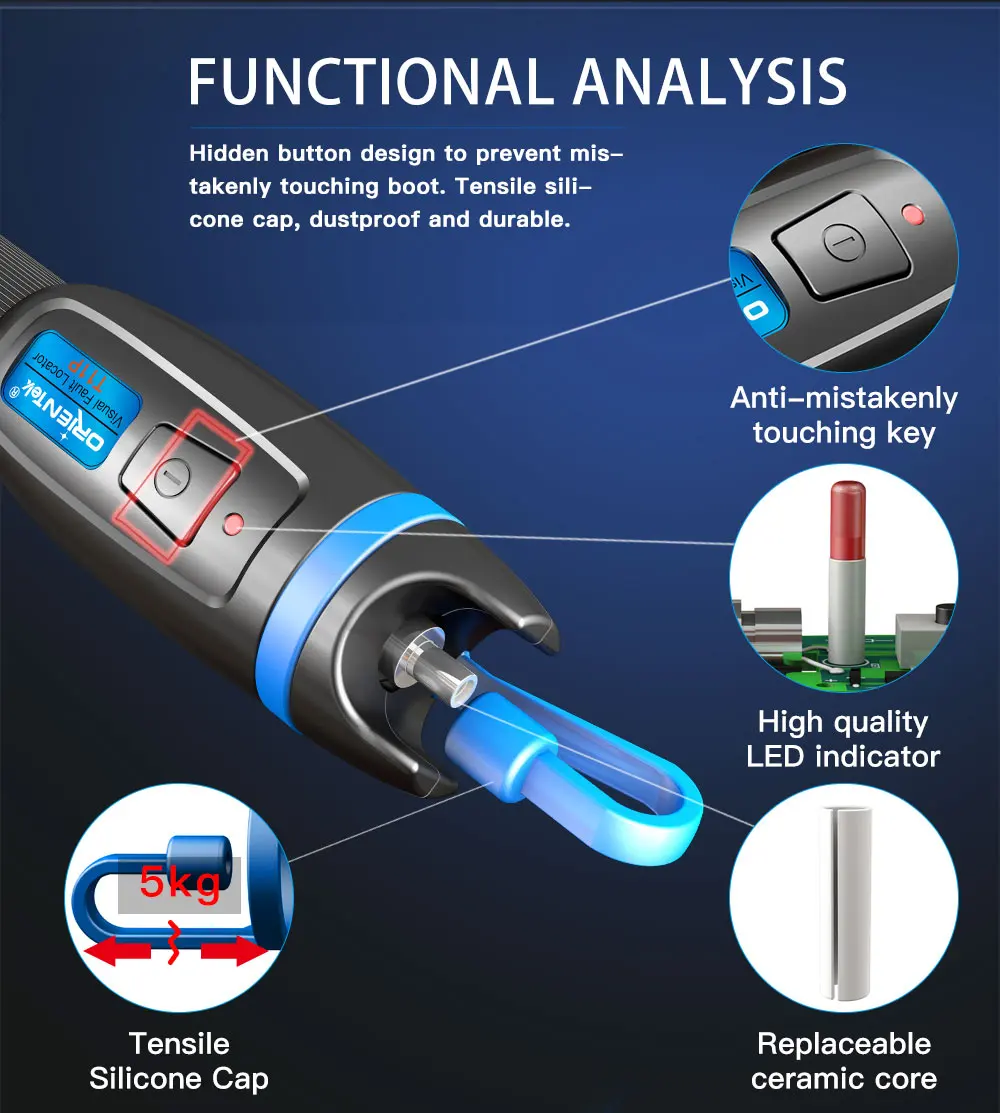 Ориентек T10P 30 мВт Визуальный дефектоскоп тестер ручка-тип волоконно-оптический инструмент для поиска повреждений в кабеле