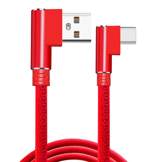 3a Usb Тип C 90 градусов кабель с разъемом usb-c для Xiaomi Mi 9t samsung Galaxy A50 S8 S9 A70 S10 A40 A30 A20 разъемом спецификации Usb type-C кабель передачи данных для быстрой зарядки - Цвет: Red type c