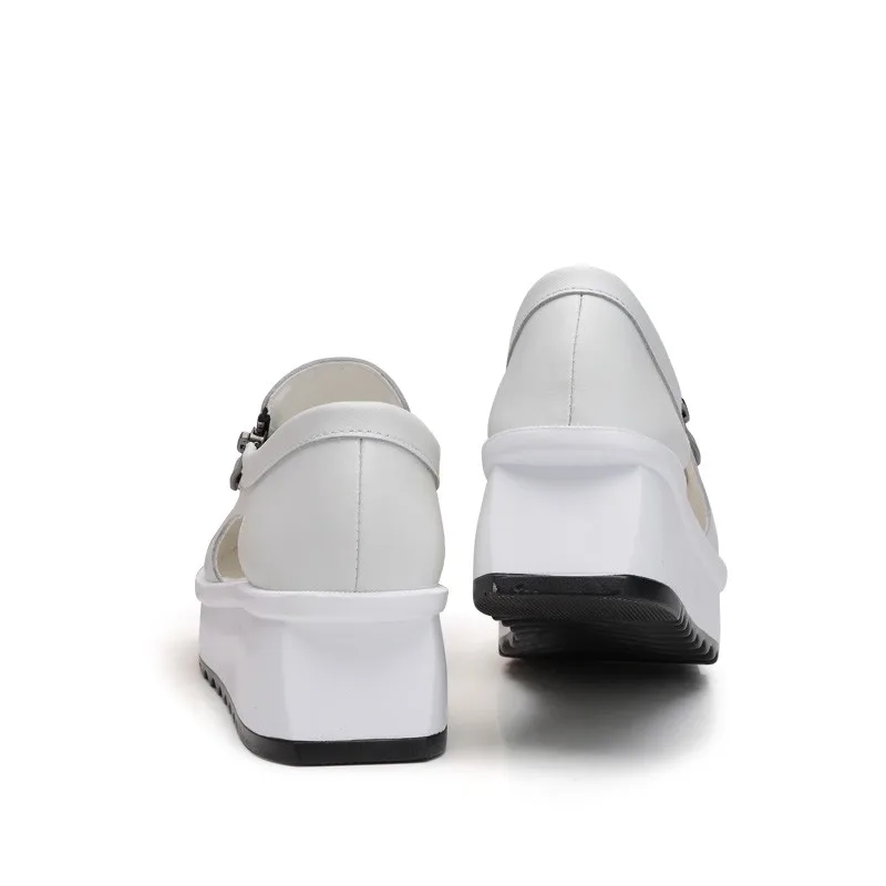 Women Sandals 2019 Summer Wedges Sandals Ladies Shoes Open Toe Zipper Heels Sandals Women White Shoes Casual Platform Sandalias