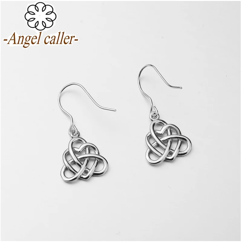 Женские серебряные серьги подвески Angel Caller S925 Крючки с сердечками ювелирные