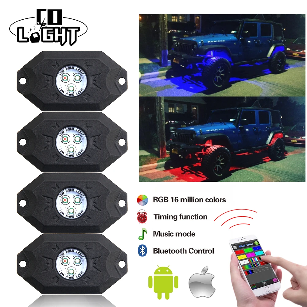 CO светильник 4 шт. RGB светодиодный светильник s 9 Вт RGB Bluetooth приложение управление синхронизацией и музыкой и мигающий светильник s& подземное колесо задний светильник