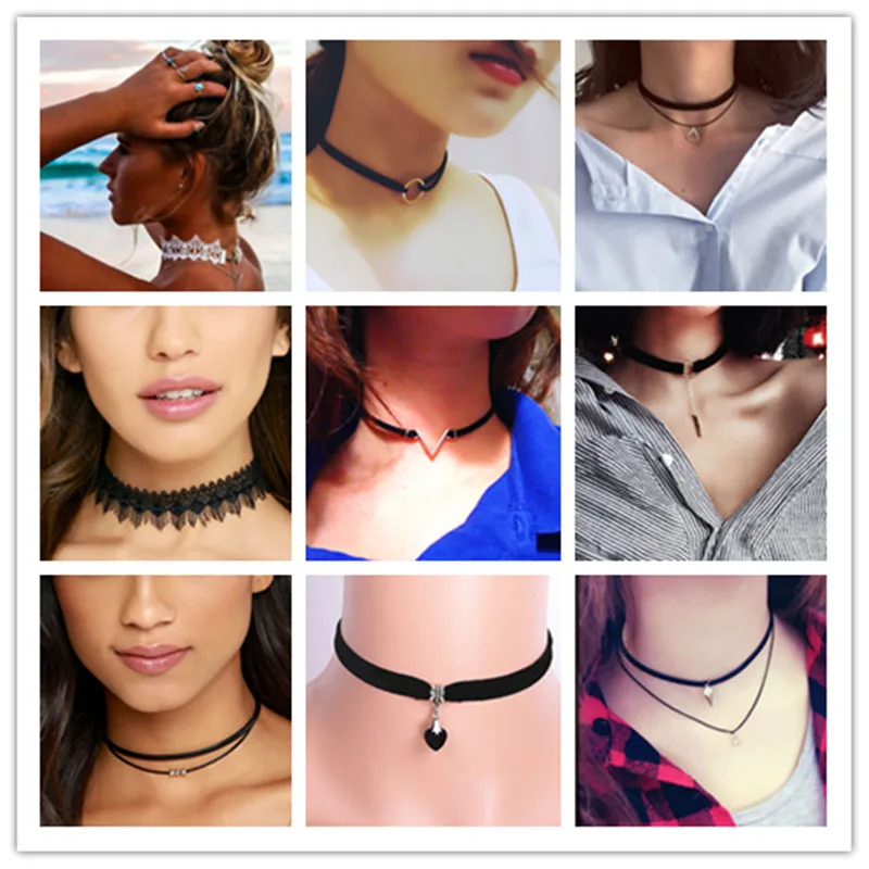 

Black Velvet Women's Chokers Trendy Bijoux Femme Lace Gothic Chokers Necklaces for Women Collares Choker Necklace x39