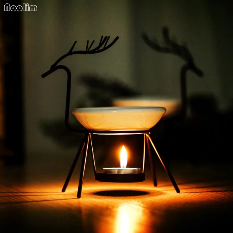 NOOLIM креативная масляная горелка из нержавеющей стали, горелка оленя, свечи для ароматерапии, масляная лампа, украшения, арома, ладан, база