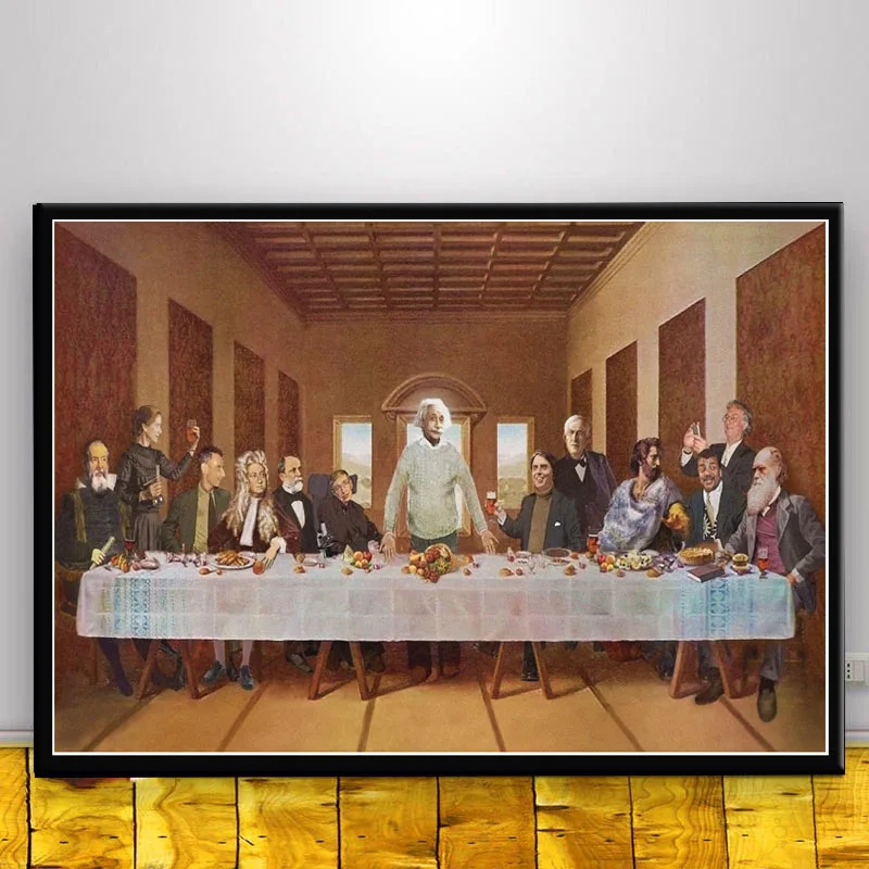 

MX068 Albert Einstein Think Different Great Scientist The Last Supper Poster Art Print Silk Canvas Home Room Wall Printing Decor