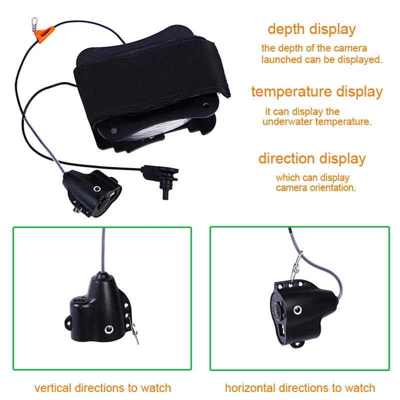 WF15 15 м рыболокатор подводная камера для подледной рыбалки " ЖК-монитор камера для рыбалки с температурой, направлением, глубиной дисплея