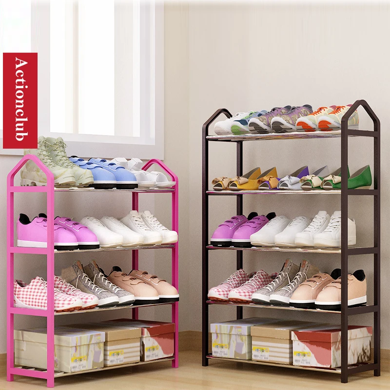 Actionclub بسيط متعدد الطبقات المعادن الحديد رف للأحذية طالب عنبر حذاء تخزين الرف DIY خزانة خذاء أثاث المنزل
