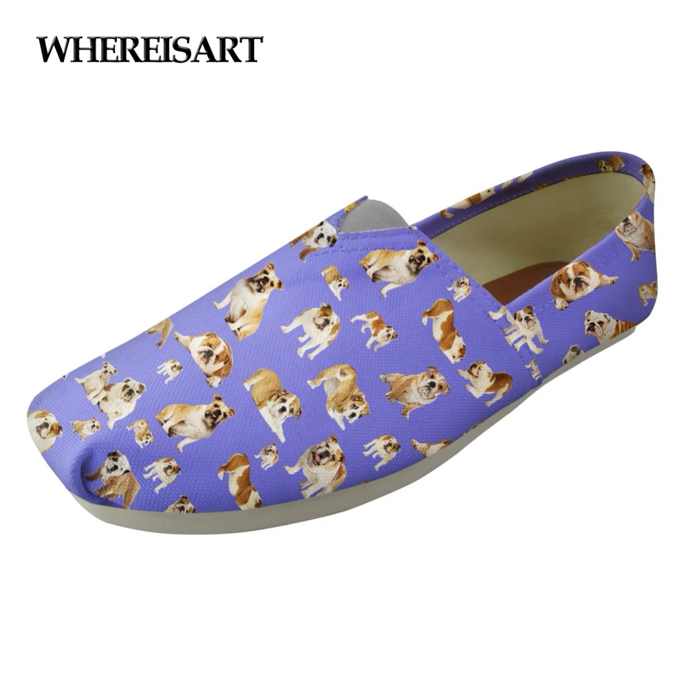 

WHEREISART Shoes Loafers Women Bulldog Cute Ladies Flats Shoes Fashion Canvas Light Summer Lazy Shoes for Female Casual Loafer