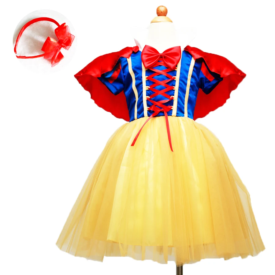 

Hot Sale Baby Girl Halloween Costume Two Pieces Snow White Tutu Dress with Headband